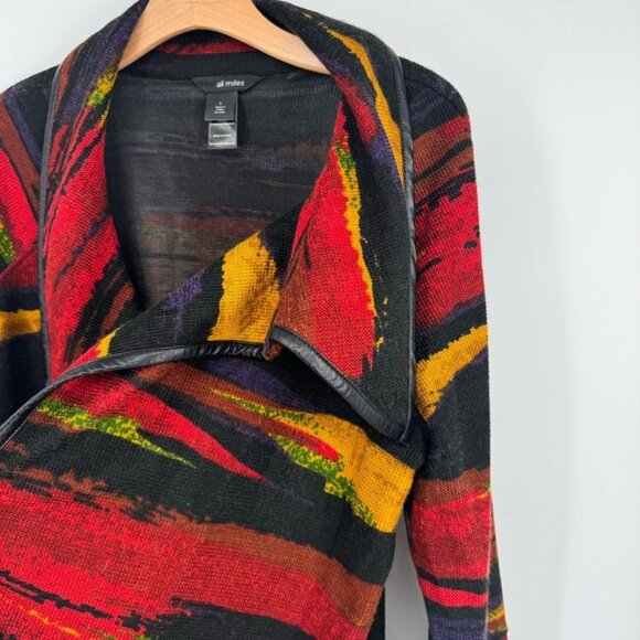 Ali Miles Womens southwestern pattern Cardigan Jacket Size Large faux leather - Picture 10 of 15